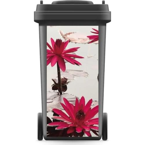 DIY Creative 3D Rubbish Bin Sticker Lotus Pond Mural Wall Print Decal Removable self adhesive Kitchen Accessories