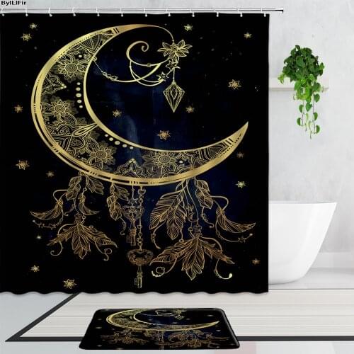 Bohemian 3D Shower Curtains Polyester Waterproof Home Bathroom Curtains Feather Dream Catcher Bath Mats Carpet Bathtub Screen