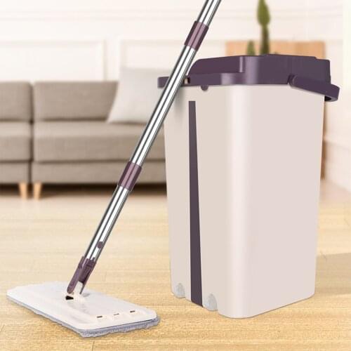 Magic Cleaning Mops Free Hand Spin Cleaning Microfiber Mop With Bucket Flat Squeeze Spray Mop Home Kitchen Floor Cleaning Tools