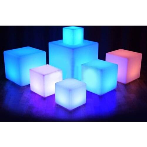 Glowing Cube Square Stool LED Light Cube Seat Chair Waterproof Rechargeable Lighting Sitting Stool Multipurpose Lighting K0AA