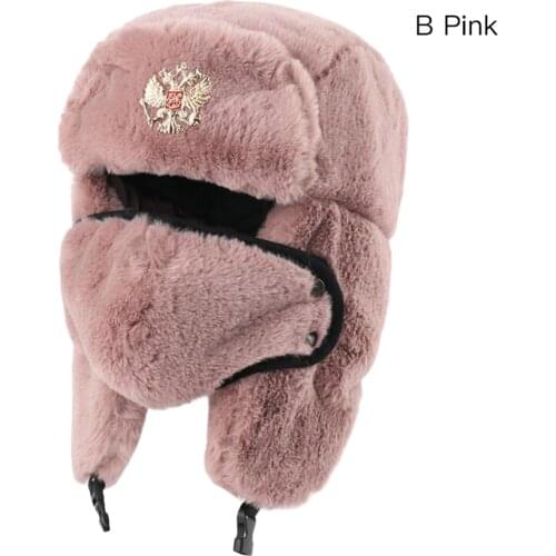 Warm Hat Ear Cap Snow Caps Hats Clothing Accessories Men Neck Thermal Faux Face Full Hair Protection Winter Soviet Badge Earflap