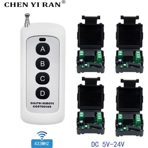 433 Mhz Universal Wireless Remote Control Switch DC 12V 24V 10A 1CH Relay Receiver Module and RF Transmitter Electronic Lock Diy