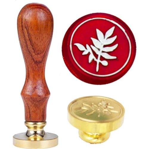 Vintage Fine leaf Custom Picture Logo Wedding Invitation Wax Seal Sealing Stamp Rosewood Handle Set