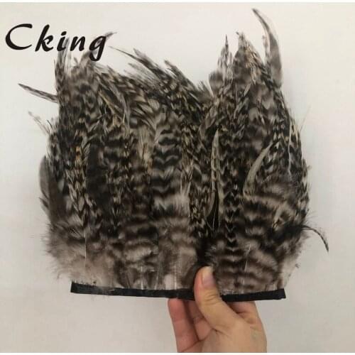 Top quality 10Meters Rooster feathers trimming for clothes Sewing plumas DIY Natural feather ribbon Fringe Home party decoration