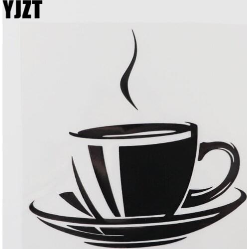 YJZT 13.7CM×13.7CM Coffee Cup Car Sticker Individualization Vinyl Decal Black/Silver 13E-0045
