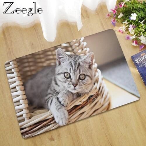 Zeegle Door Mat Rubber Carpet And Rug Non-slip Door Mats Outdoor 3D Cat Printed Doormat Indoor Foot Rug Kids Room Carpet