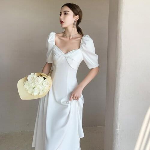 Women Elegant French Romance Satin Dress Ladies Evening Party Bodycon Dresses Birthday Slim Summer Womens Qipao De Festa