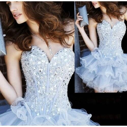 Robe de soriee New Fashion Short Cocktail Dresses Sweetheart Beading Crystal Ball Gown Hocoming Party Dress Sexy Prom Gowns