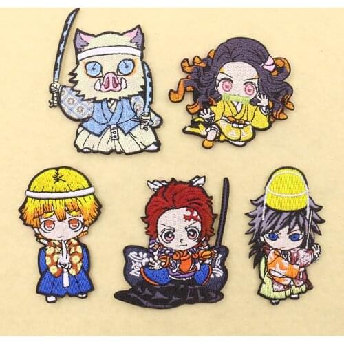 1PC Anime Demon Slayer Blade Patch Kimetsu no Yaiba figure Kamado Tanjirou badge Embroidery Applique Iron on Clothes Stickers