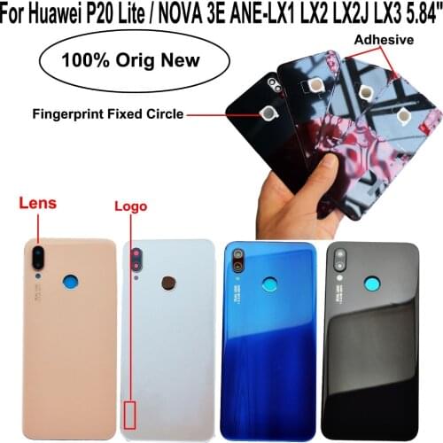 100% Orig New 5.84" For Huawei P20 Lite / NOVA 3E ANE-LX1 ANE-LX2 ANE-LX2J LX3 Glass Rear Back Door Housing Battery Door Cover