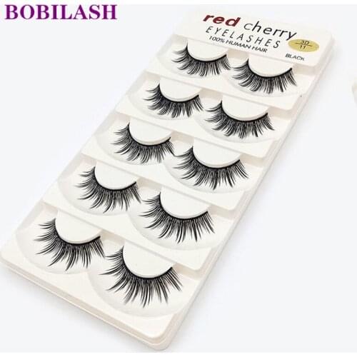 BOBILASH 5 Pairs False Eyelashes Faux Mink Eyelashes Makeup Tool Thick Natural 3D False Eyelashes