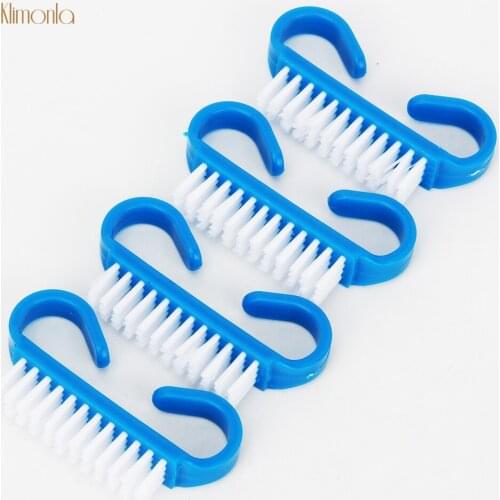 50pcs Blue Nail Cleaning Brush Nail Care Dust Clean Handle Scrubbing Brush Tools Manicure Pedicure Small Angle Manicure Brushes