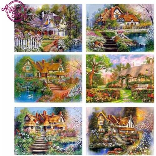 5D Diamond Embroidery Paintings Rhinestone Pasted Diamond painting Cross Stitch Kit European house villa diamond mosaic Decor