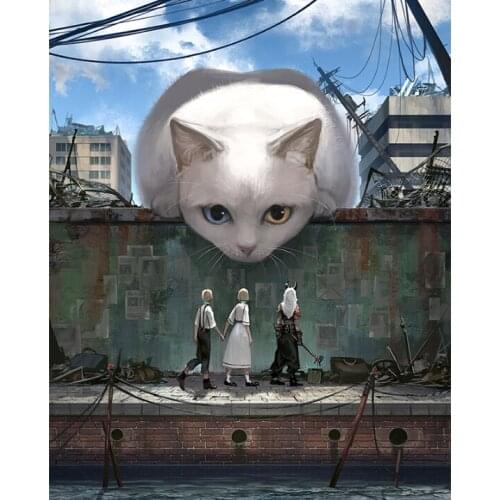 Abstract cat, diamond cross embroidery, 5D square/round diamond painting, diamond mosaic, home decoration, Halloween gift