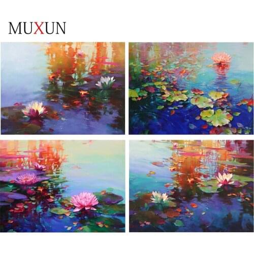 Diy Crystal Landscape Diamond Paintings Lotus Leaf New Arrivals Lotus Flower Diamond Embroidery Landscape Diamond Mosaic Er012