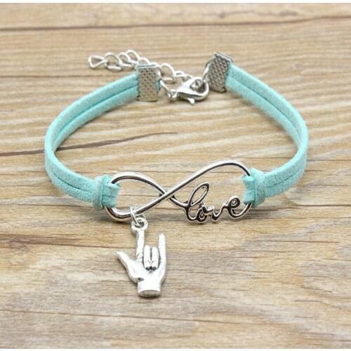 Infinity Love Finger Love Charm Bracelet Suede Leather Adjustable Bracelets Women Girl Minimalist Best Friends Gift Jewelry