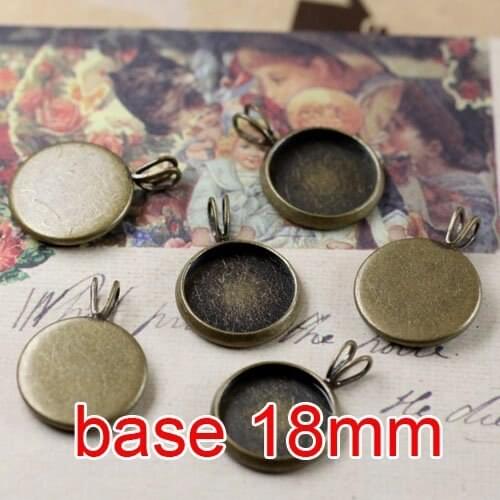 Free shipping!!! 200pcs round bronze Frame charms Pendants 18mm,Pendant base,Pendant settings