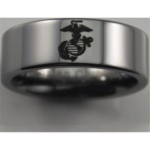Free Shipping USA UK Canada Russia Brazil Hot Sales 8MM Silver Pipe Comfort Fit US Military Design Mens Tungsten Wedding Ring