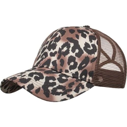 Animal Print Trucker Cap High Sun Mesh Breathable Trucker Hat Women Leopard Print Ponytail Fashion Baseball Cap Бейсболка #YJ