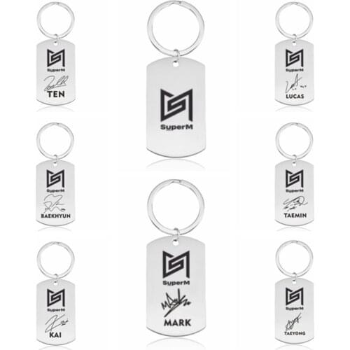 Kpop SuperM Stainless Steel Keychain EXO NCT 127 Key Chain Fashion Jewelry Fans Gifts