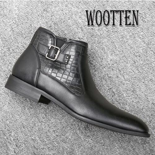 WOOTTEN Brand Winter boots for men size 40-46 Men boots top quality Winter boots men Leather Ankle boots #KD5283C1