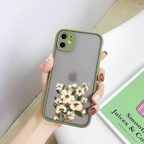 Pink Rose Lavender Flower Phone Case For iPhone 11 12 Pro MAX XS XR 7 SE2020 X 8 6Plus Hand Painted Leaf Clear Hard Cover Fundas
