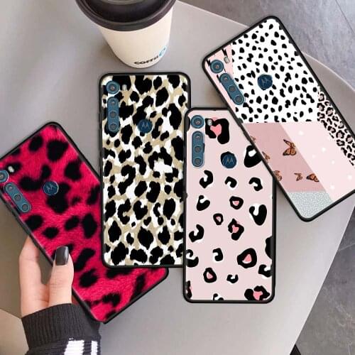 Phone Case for Motorola G9 Play One Fusion G8 Power Capas For Moto Edge Plus E6s G Stylus Soft Cover Leopard Print