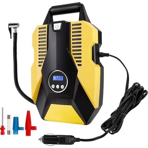 Digital Tire Inflator 12V DC 150 PSI Air Compressor Pump Auto Shut Off with Emergency LED Flasher for Car, Bicycle