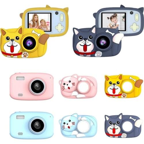 Kids Camera Digital Dual Lens HD 1080P 2.4Inch Screen Video Camera Kids Toys Cute Cat Dog Design Child Camera Gift