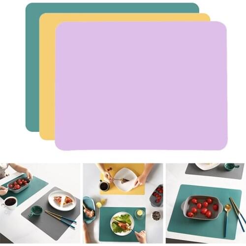 Nordic Style ChildrenS Silicone Table Mats Solid Color Dining Table Insulation Cup And Pot Mat 40X30Cm Home Desktop Placemat