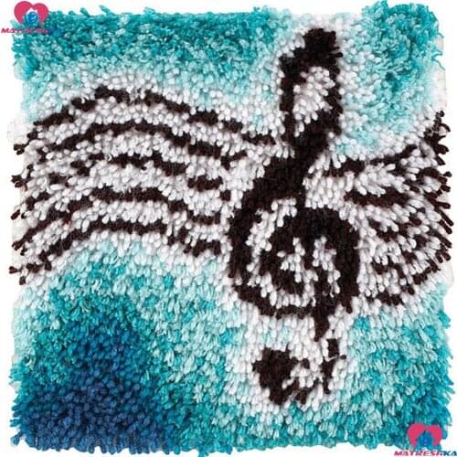 Diy embroidery Pillowcase Latch Hook Rug Kits Canvas Decorative Music note Pillow DIY Embroidery Cushion accessories Kits