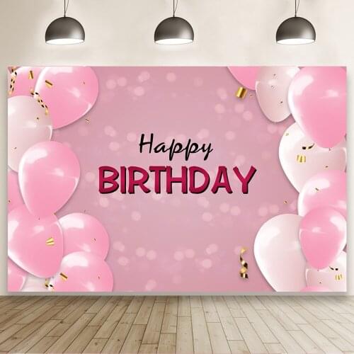 Pink Balloon Theme Background Portrait Photography Girls Happy Birthday Party Photozone Photo Backdrops Photocall Studio