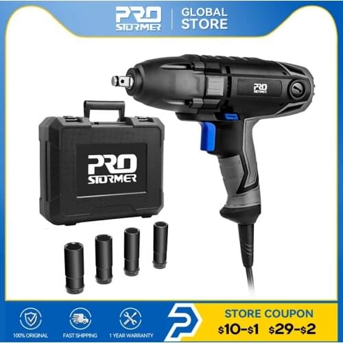 450N.m 1100W Electric Impact Wrench 220V 1/2-Inch Electric Wrench 3400RPM Speed 4 Sockets Car Repair Power Tools By PROSTORMER