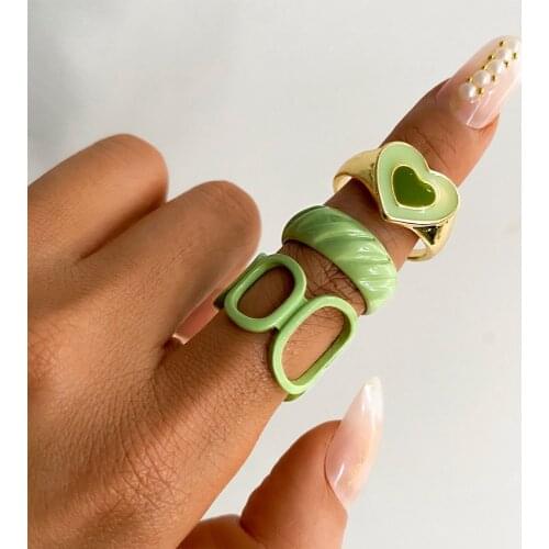 IFMIA Ins Style Colorful Love Heart Rings For Women Men Trendy Lover Vintage Heart Couple Rings Finger Yingyang Ring Jewelry