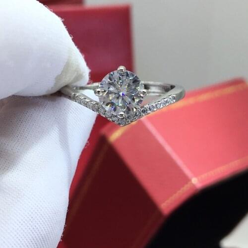 Inbeaut 1 ct Excellent Cut Pass Diamond Test D Color Moissanite Crwon Wedding Ring Platinum 925 Silver Moissanite Jewelry Women