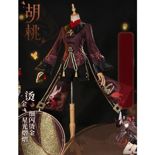 [Apr. STOCK] Anime Game Genshin Impact Hu Tao Uniform Dress Gorgeous Outfit Cosplay Costume Halloween Women Free Shipping 2021