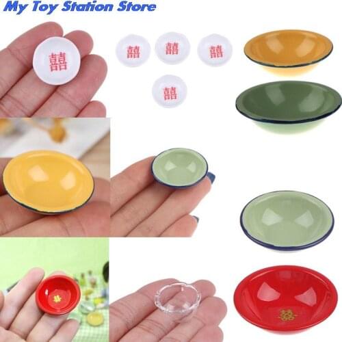 1/12 Dollhouse Miniature Accessories Mini Vintage Soup Pot Bowl Plate Simulation Model Furniture Toys For Doll House Decoration