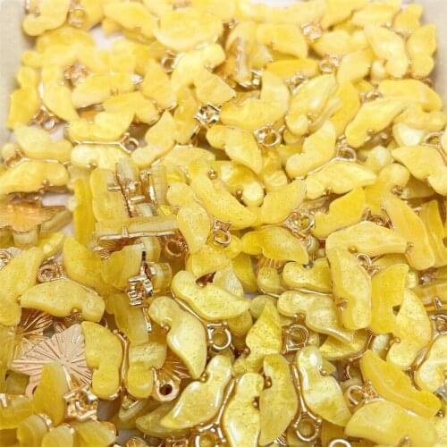 14*12MM Fashion Glitter Yellow Acrylic Butterfly Charm Golden Pendant Womens Earrings Bracelet Necklace Handmade Jewelry Making