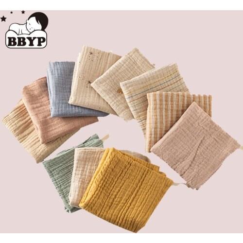 5pcs/Set Muslin 6 layers Cotton Soft Baby Towels Baby Face Towel Handkerchief Bathing Feeding Face Washcloth Wipe burp cloths