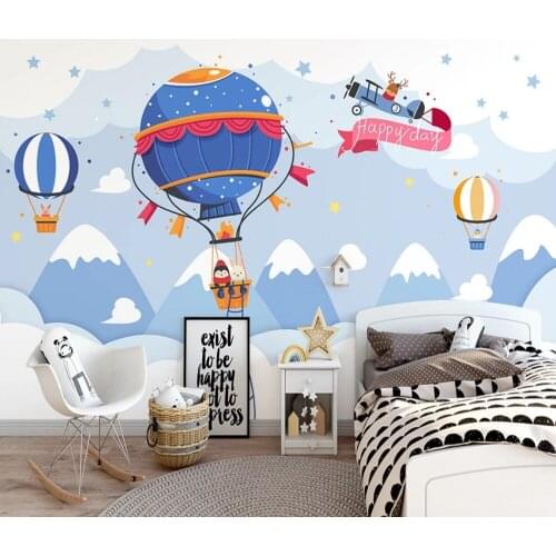 Bacal Custom Photo Wallpaper For Bedroom Walls Cartoon Children Room Hot Air Balloon Mural Waterproof Canvas Painting Wallpaper