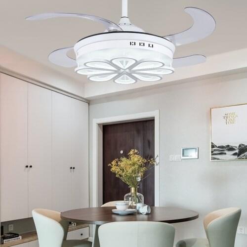 Invisible fan lamp lamp frequency conversion restaurant fan chandelier living room acrylic fan lamp