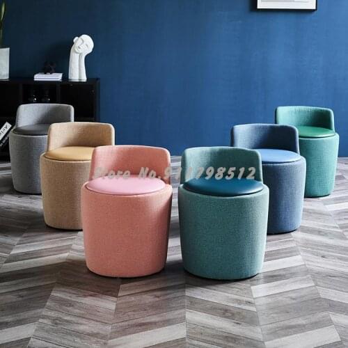 Nordic ins designer color matching shoe changing stool backrest chair bedroom dressing chair living room macaron sofa stool home