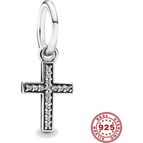2021 New Trendy Silver Color Sparkling Cross Dangle Charm Fit Original Pandora Bracelet For Women DIY Jewelry