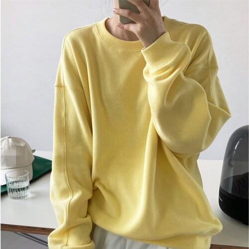 2021 New Autumn Casual Ladies Sweatshirt Loose High Quality Women Pullovers Fashion Elegant Solid Color Female Pullovers T323
