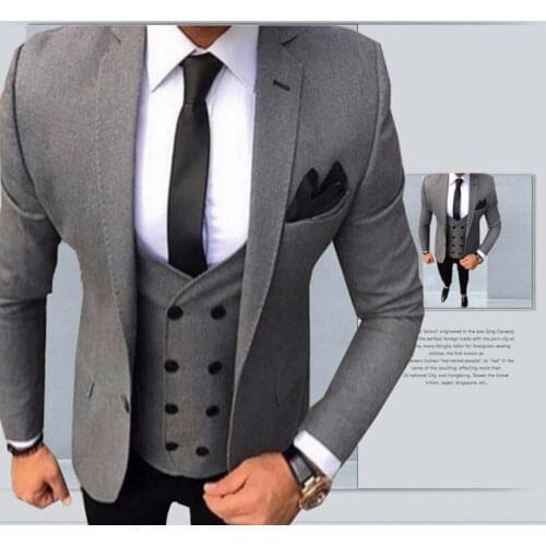 New Arrival One Button Groomsmen Notch Lapel Groom Tuxedos Men Suits Wedding/Prom Best Man Blazer ( Jacket+Pants+Vest+Tie) A20
