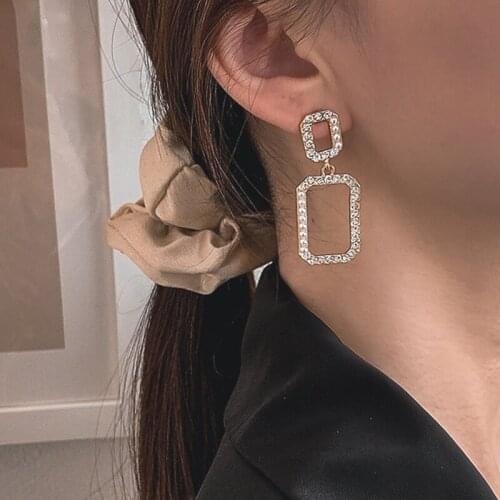 New Fashion Crystal Pearl Vintage Earrings For Women 2020 Trendy Statement Golden Dangle Earrings Unusual Party Earrings Jewelry