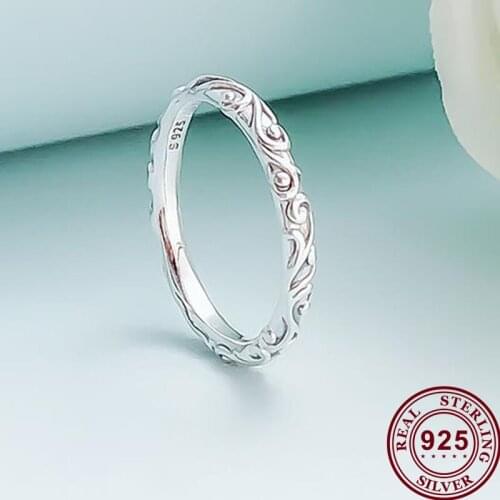 Original 925 кольцо Silver Pan Ring Rose Gold Glitter Pattern Pan Ring For Women Wedding Party Gift Fashion Jewelry