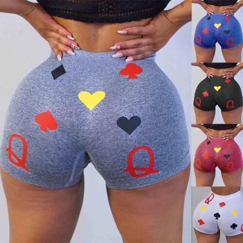 Sexy Push-Up Shorts Punk Hip Leggings Poker Printed Casual Shorts Landing Sports Outdoor Yoga Pants