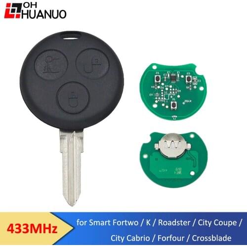 3 Buttons Full Remote Key Fob 433MHz for Mercedes-Benz Smart City Fortwo Passion Pulse Rpadster