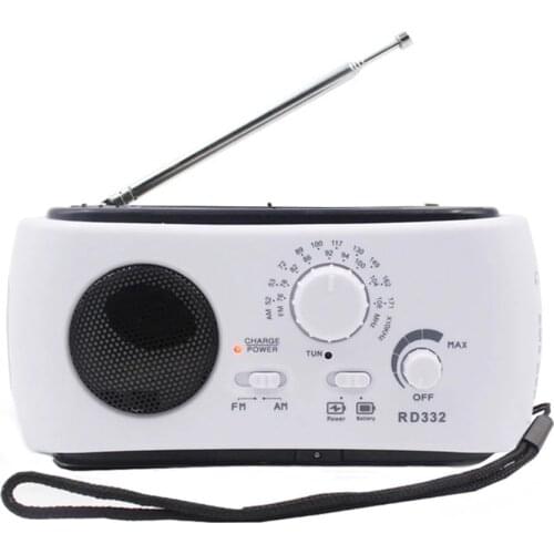 Hand Crank Radio LED Light Camping Fishing Portable Rechargeable Solar Powered Radio Loud Emergency Siren